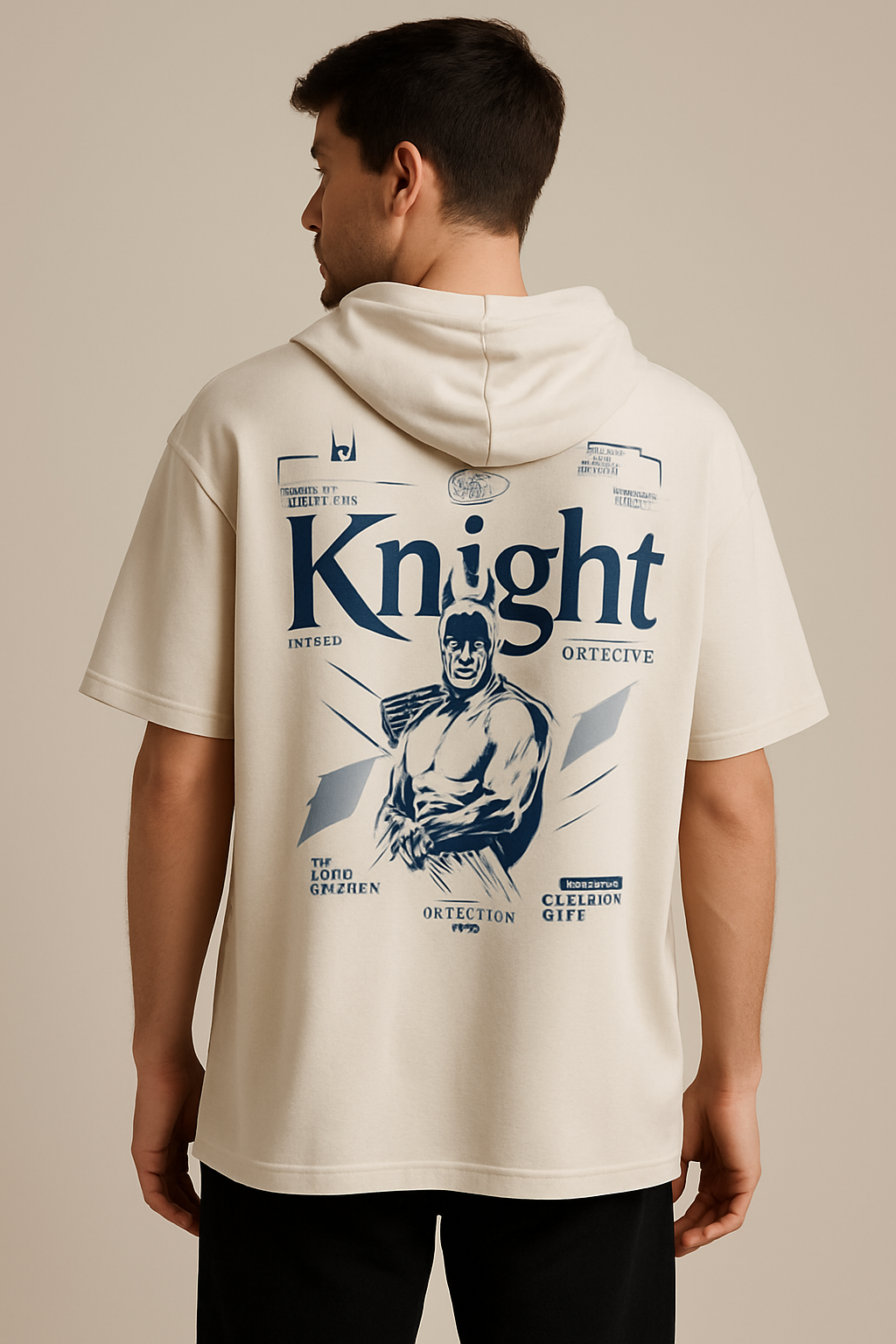 Men Oversized Hooded Drop Shoulder Printed Cotton T-Shirt