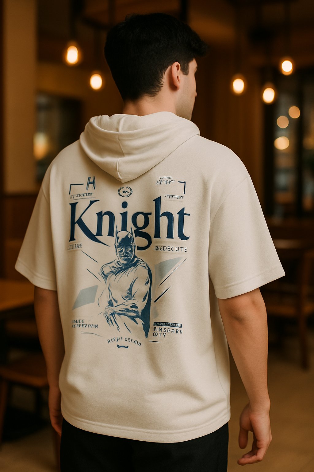 Men Oversized Hooded Drop Shoulder Printed Cotton T-Shirt