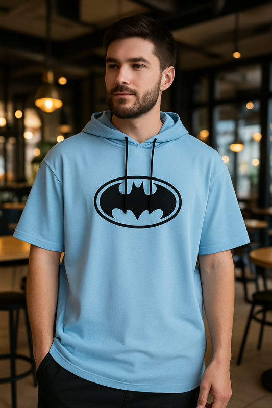 Men Oversized Hooded Drop Shoulder Printed Cotton T-Shirt