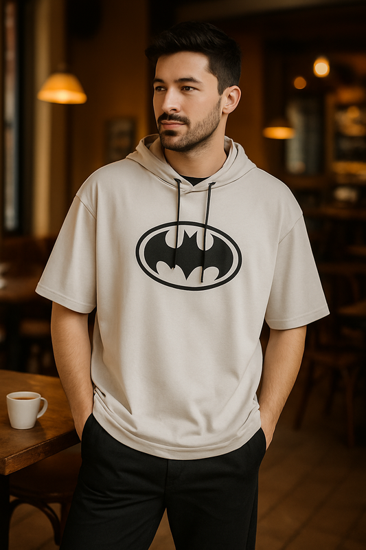 Men Oversized Hooded Drop Shoulder Printed Cotton T-Shirt